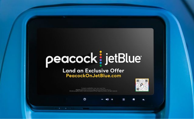 Header image for Peacock partnership with JetBlue