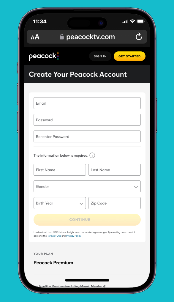 Create your Peacock account