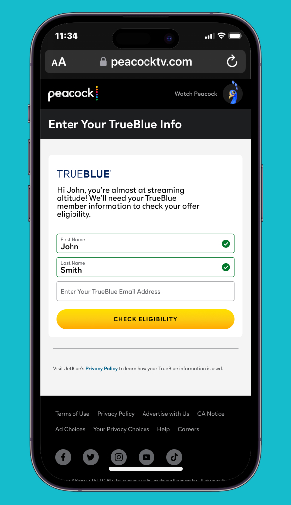 Enter your TrueBlue information