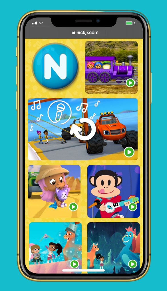 Mobile Nick Jr.-test for Watch Again